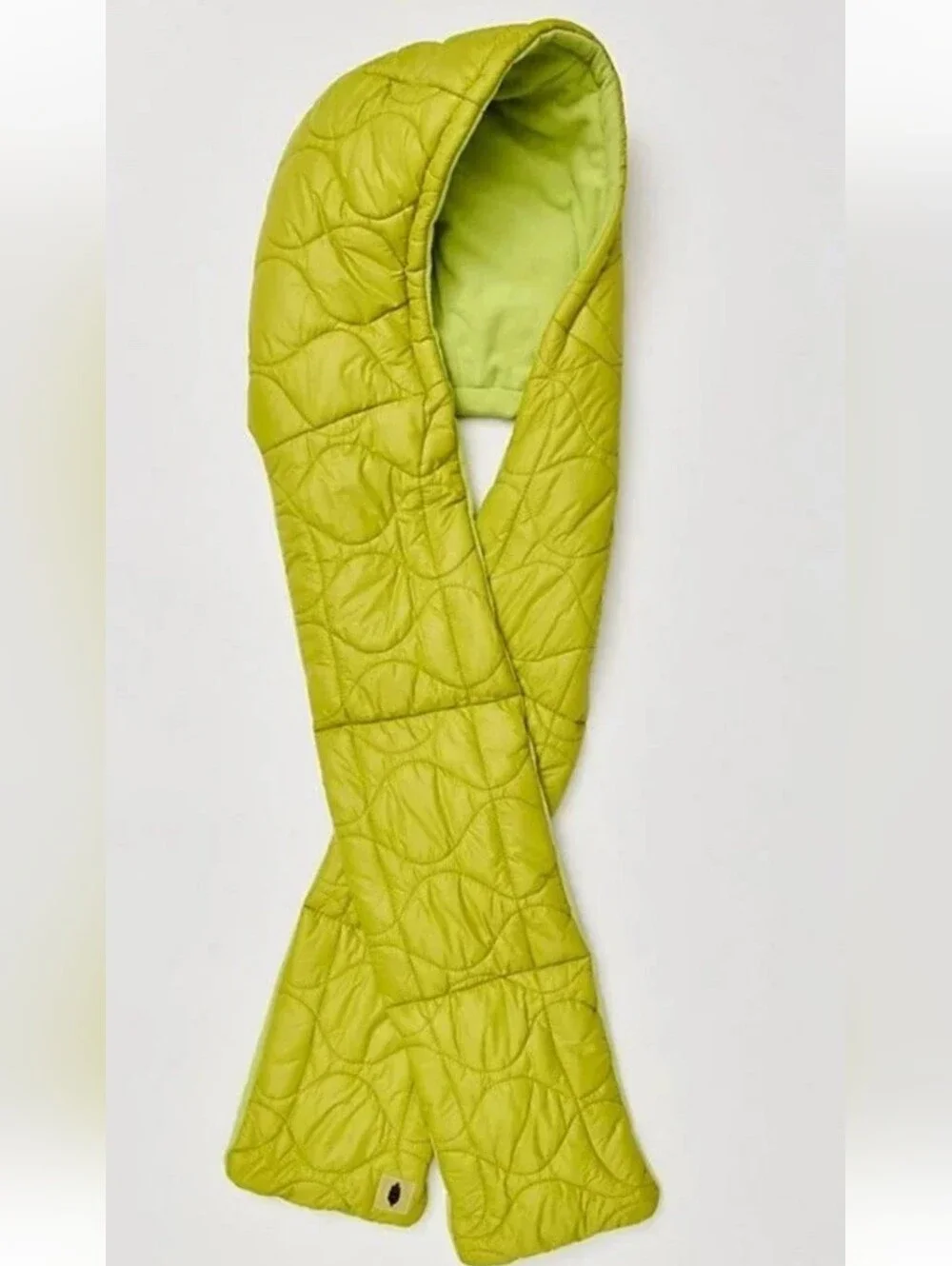 Free People Movement Fleece-Lined Hood Scarf Yellow Green Chartreuse